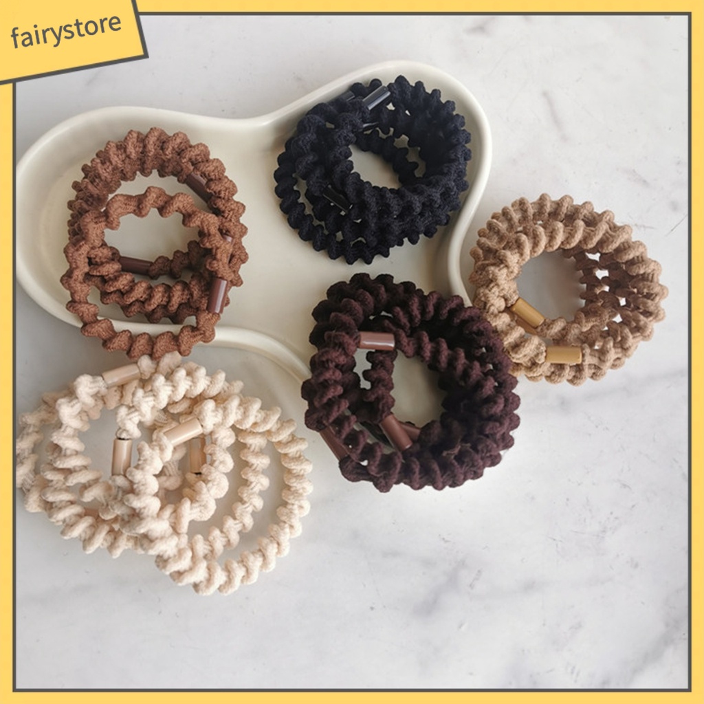 Set 5 Dây Cột Tóc Co Giãn Chống Trượt Màu Sắc Đơn Giản Dành Cho Nữ