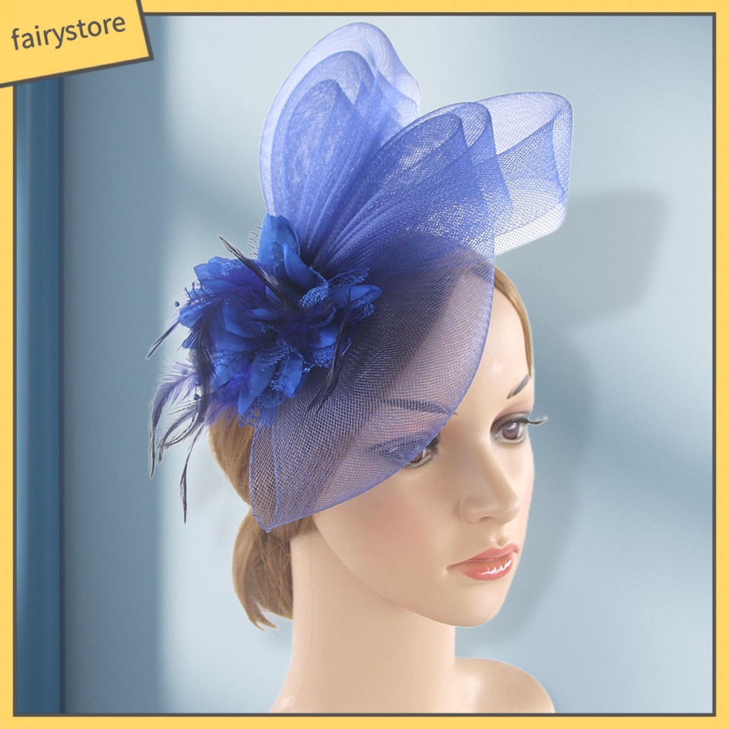 Mũ Tai Thỏ Phối Lưới Đính Lông Vũ Phong Cách Retro Thanh Lịch Dành Cho Cô Dâu