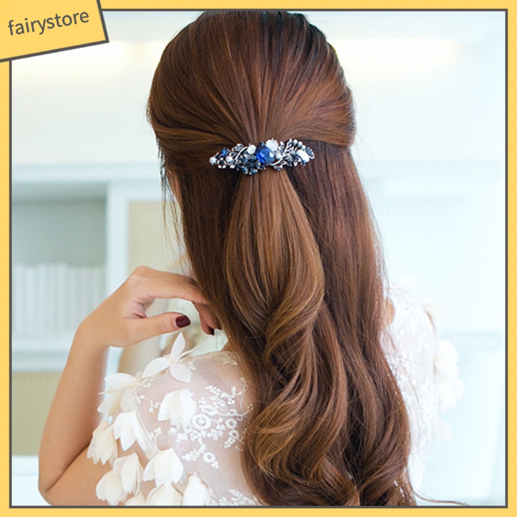 Kẹp Tóc Hình Hoa Đính Đá Lấp Lánh Phong Cách Vintage