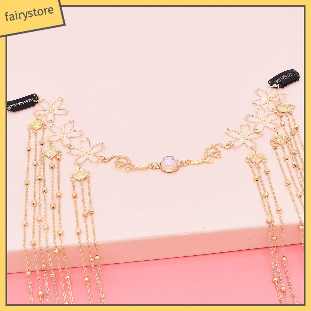 [FRO] Cài Tóc Đính Đá Hình Giọt Nước Phối Tua Rua Dài Phong Cách Vintage Cho Cô Dâu