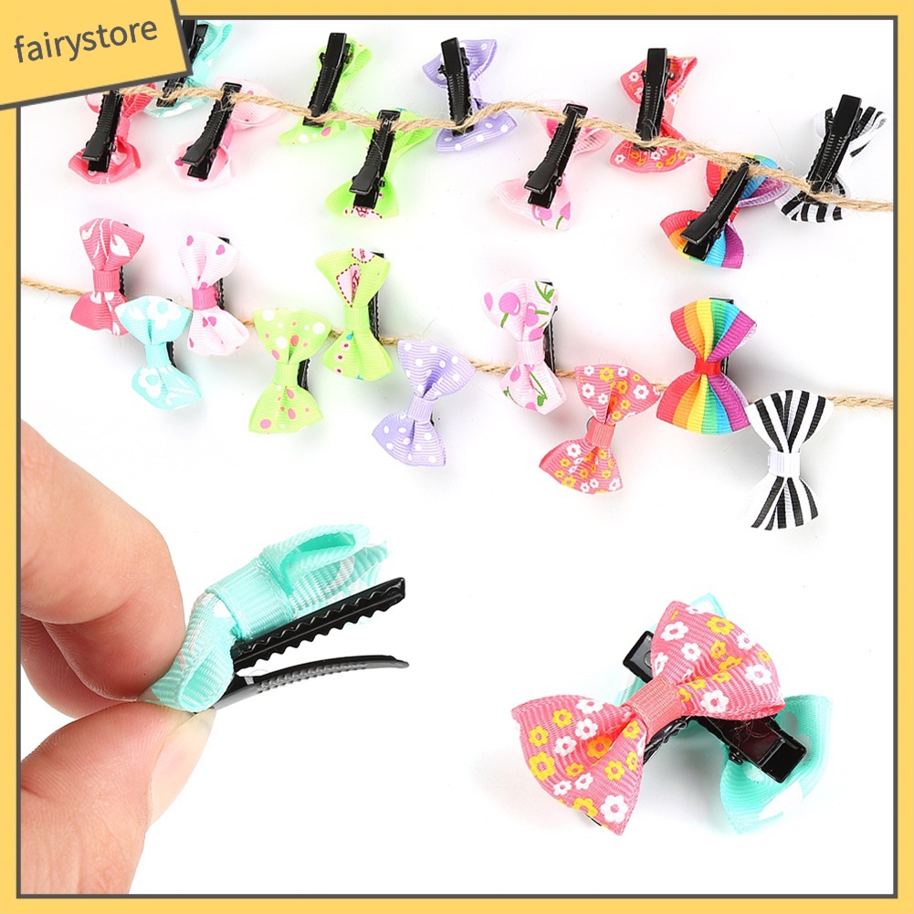 Set 10 Kẹp Tóc Nơ Nhiều Màu Sắc Cho Bé Gái