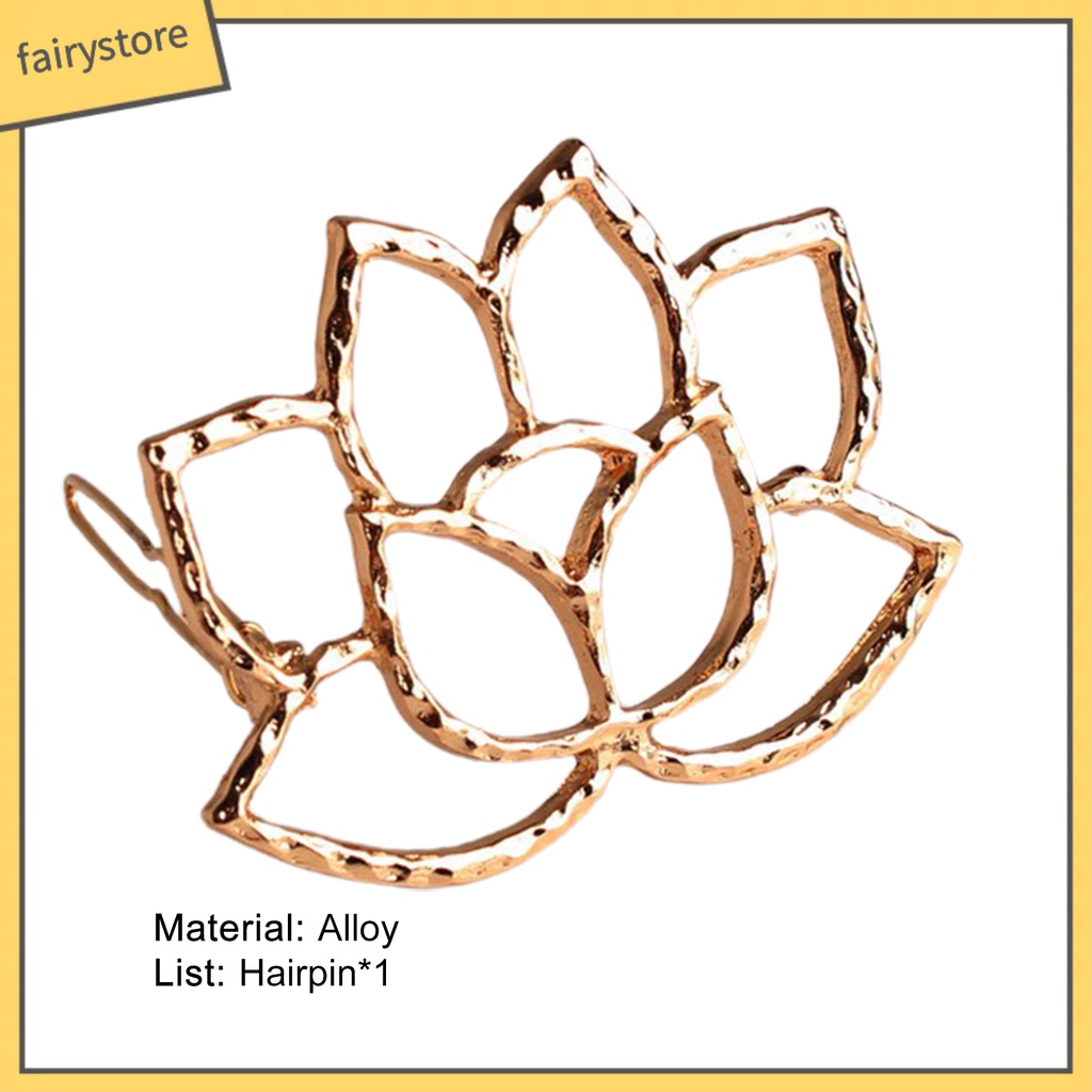 Kẹp Tóc Hợp Kim Chống Rơi Hình Hoa Sen Màu Vàng Thích Hợp Sử Dụng Hàng Ngày