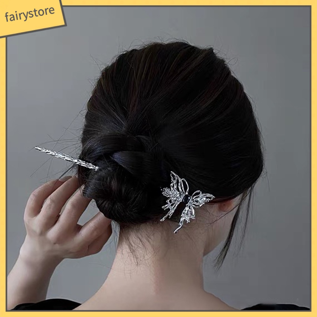 Trâm Cài Tóc Mạ Điện Hình Bướm Đính Đá Cổ Điển Cho Nữ