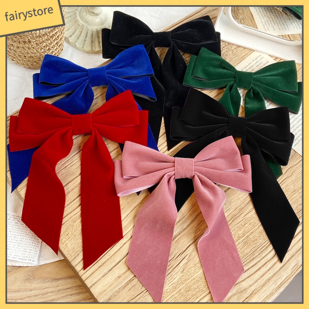 Kẹp Tóc Nơ Nhung Chống Trượt Cỡ Lớn Ngọt Ngào Cho Nữ