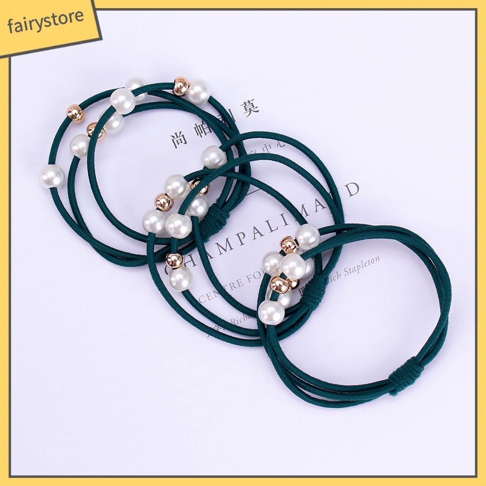 Dây Cột Tóc Co Giãn Đính Ngọc Trai Giả Dễ Thương Cho Nữ