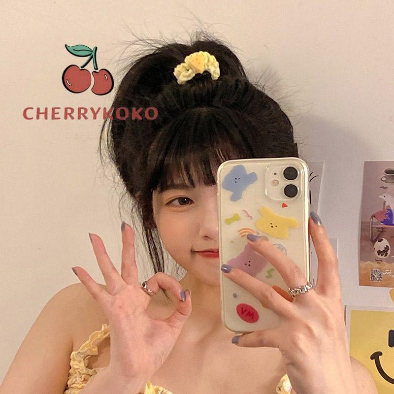 🍒🍒CHERRYKOKO Dây Cột Tóc Cỡ Lớn Họa Tiết Hoạt Hình Phô Mai Dễ Thương Cho Nữ