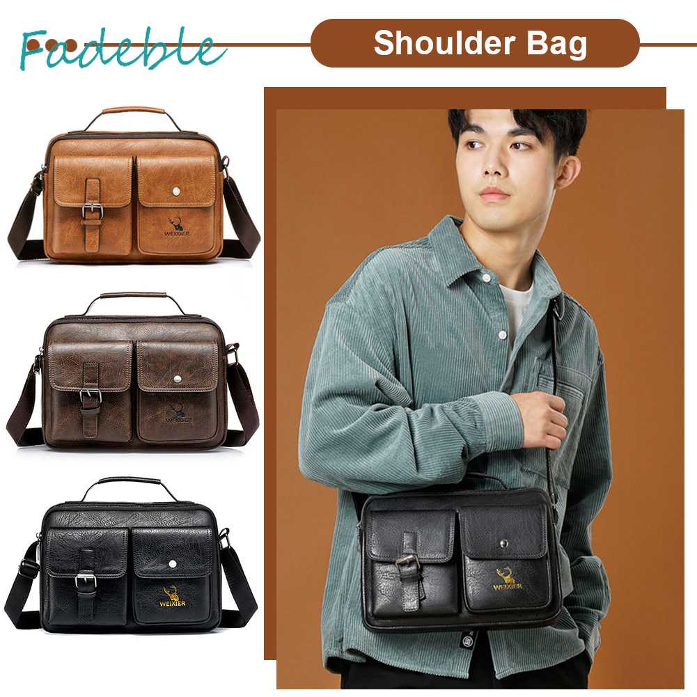 Túi Xách Da PU Nhiều Ngăn Phong Cách Vintage Cho Nam