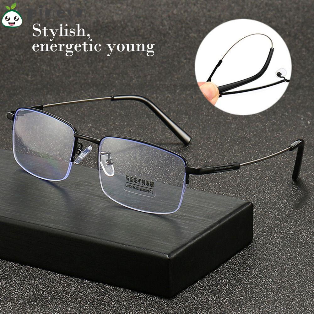 PINEVN Kính Đọc Sách Nửa Gọng Đơn Giản Chống Ánh Sáng Xanh Cho Nam