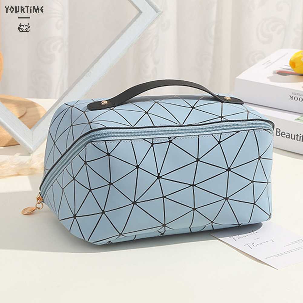 Túi Đựng Mỹ Phẩm Da PU Mềm Họa Tiết Lưới Hình Thoi Dung Tích Lớn Thích Hợp Làm Quà Tặng