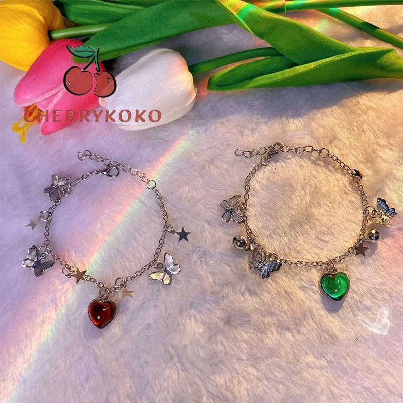 🍒🍒CHERRYKOKO Vòng Tay Cặp Đôi Mặt Bướm Đổi Màu Theo Nhiệt Độ Thời Trang