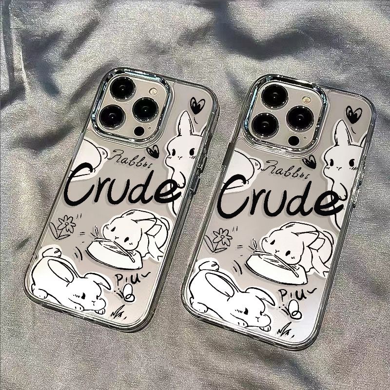 ✅Ốp Điện Thoại Mềm Chống Sốc Hình Thỏ Màu Đen Đơn Giản Cho Iphone 14pro 11plusmax13 8iPhone127 SOMC