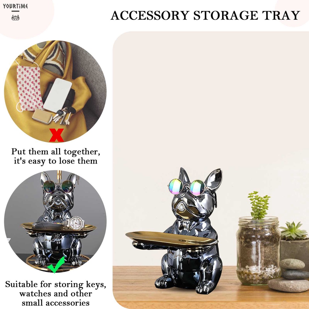 Tượng Chú Chó Bằng Gốm Mạ Điện Để Bàn Trang Trí Nội Thất