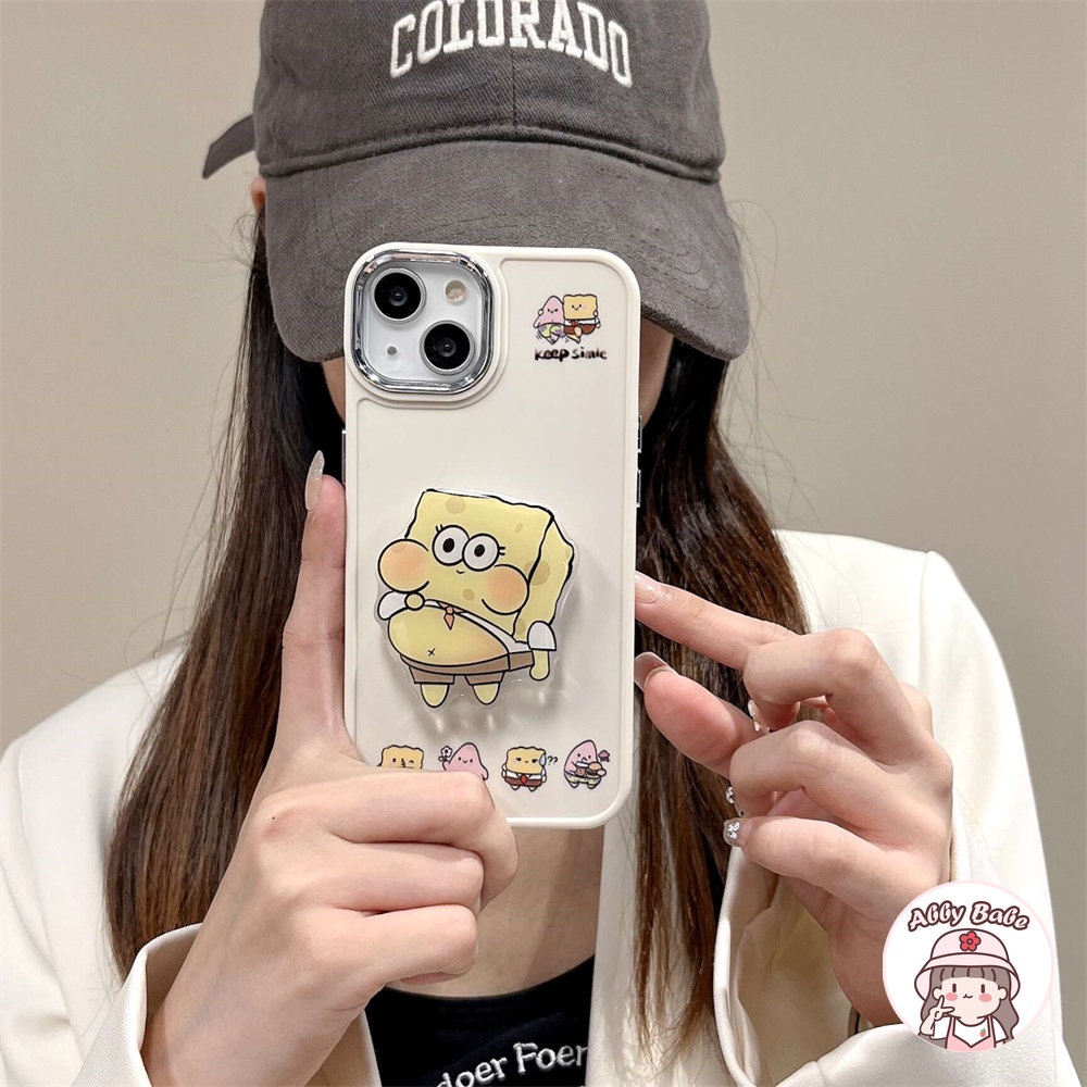 Ốp Điện Thoại TPU Dẻo Họa Tiết Hoạt Hình Spongebob Có Giá Đỡ Bảo Vệ Camera Cho IPhone 14 Pro Max 11 12 Pro Max