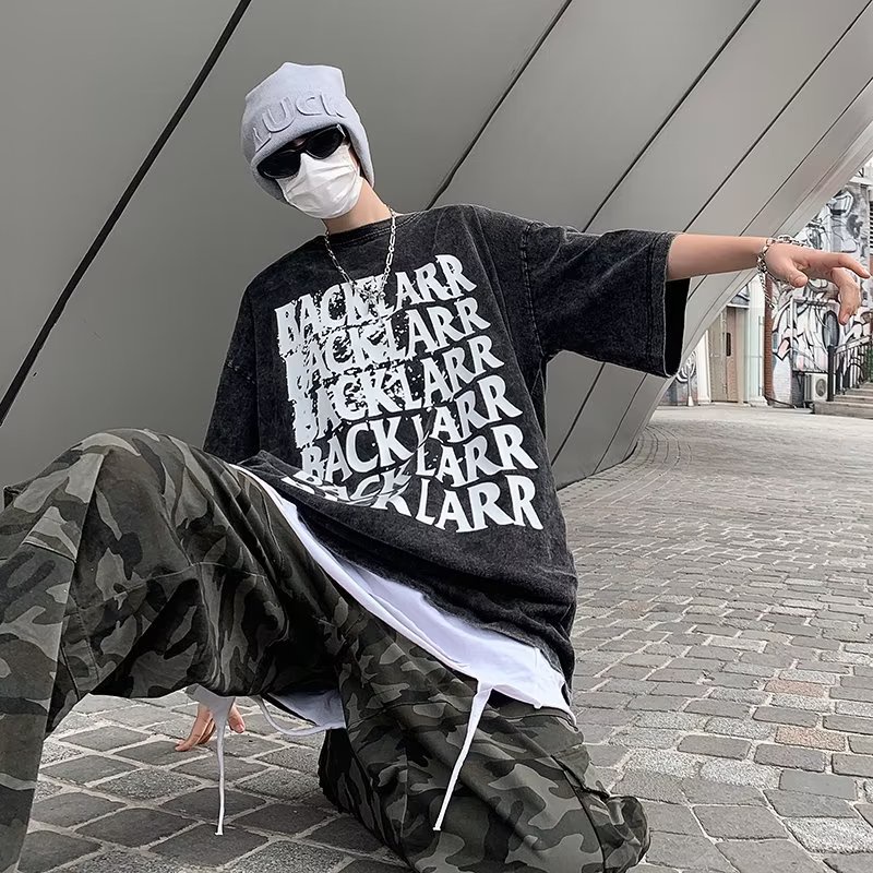 Áo Thun Ngắn Tay Form Rộng Phong Cách Đường Phố Thời Trang Mùa Hè Dành Cho Nam