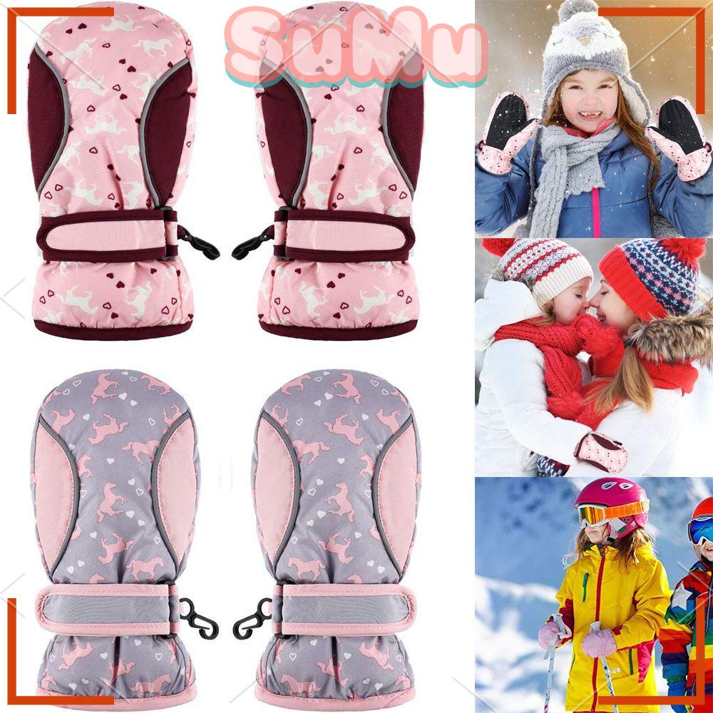 Găng Tay Trượt Tuyết Dày Dặn Ấm Áp Thoải Mái Chống Gió Chống Thấm Nước Cho Bé