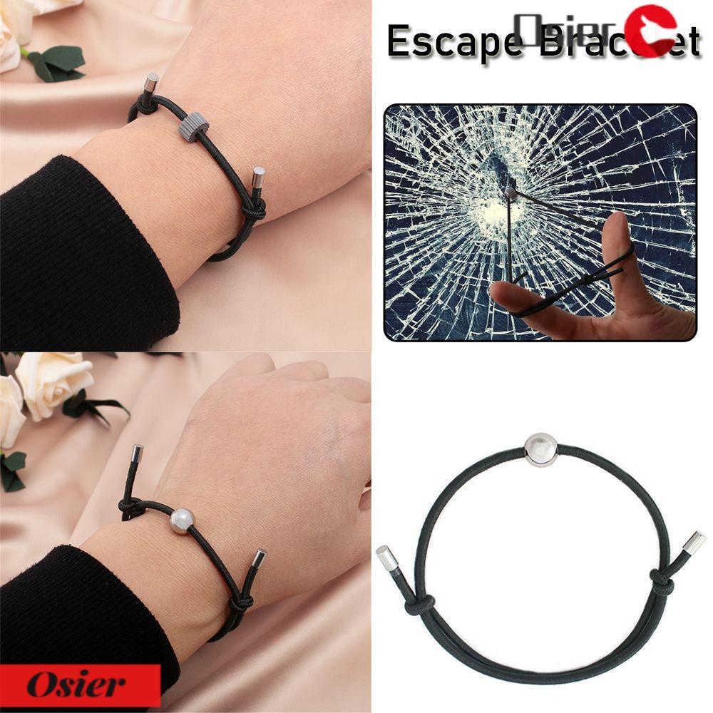 Osier1 Dây Đeo Cổ Tay Thoát Hiểm Cửa Kính Xe Hơi Bằng Chuỗi Hạt Màu Đen Chất Liệu Vonfram