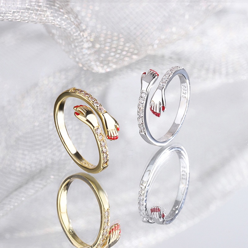 Ygt Nhẫn Đính Đá Zircon Ôm Hình Học Bằng Đồng Có Thể Điều Chỉnh Làm Quà Tặng Giáng Sinh / Đám Cưới Cho Nữ