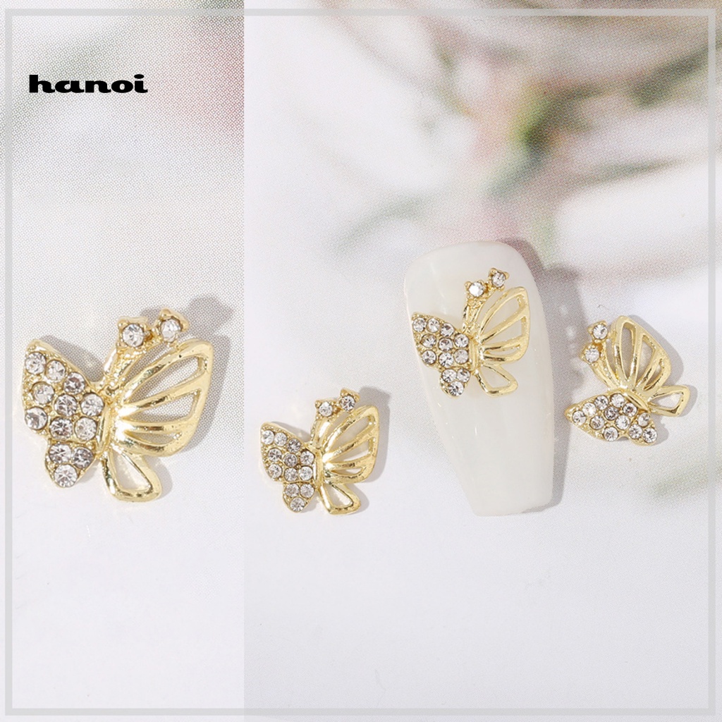 Set 10 Phụ Kiện Trang Trí Móng Tay Nghệ Thuật Ba Chiều Tạo Hiệu Ứng Ánh Kim Hình Bướm Trái Tim Giọt Nước Bằng Hợp Kim DIY