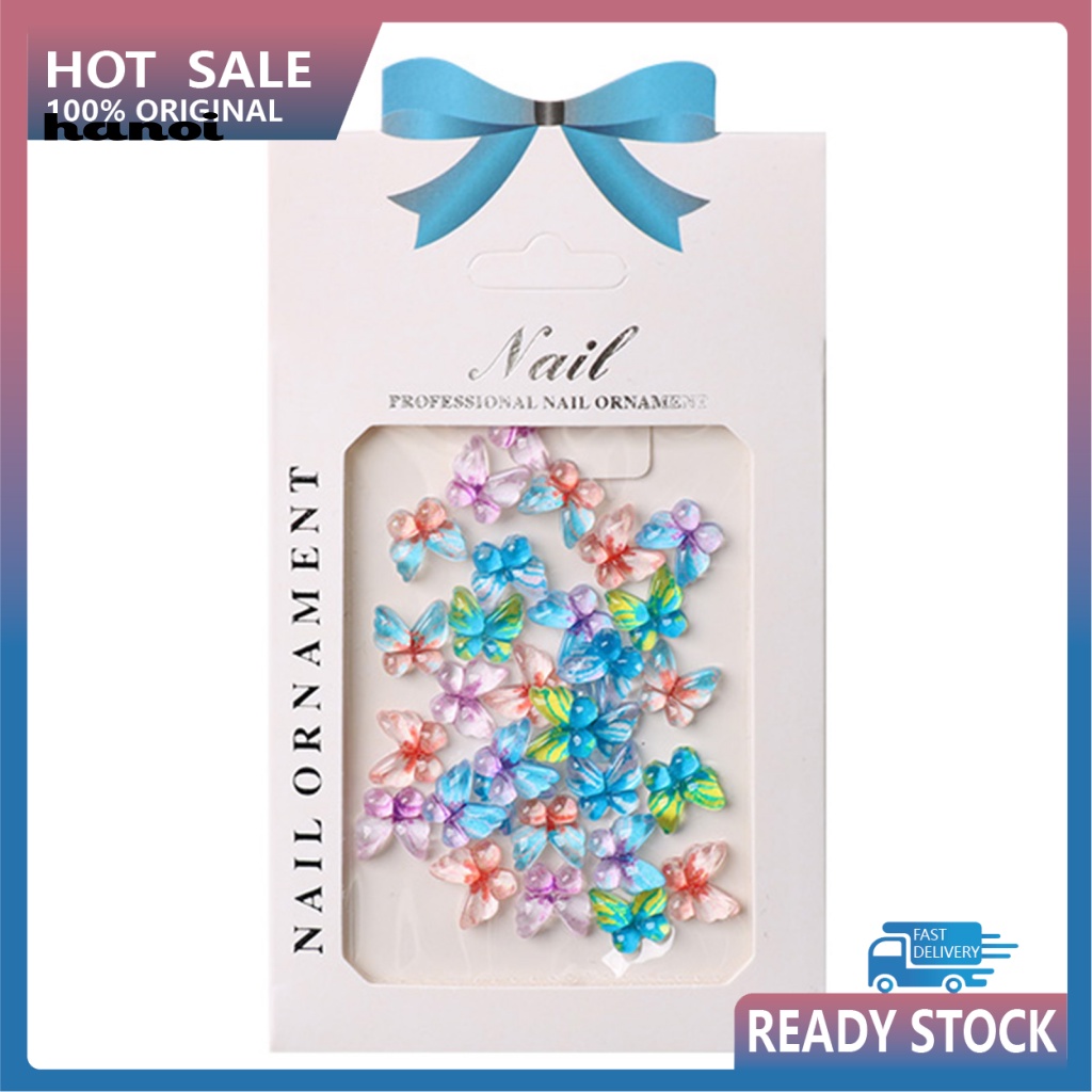 1 Túi Phụ Kiện Trang Trí Móng Tay Hình Bướm Nhiều Màu Sắc Dễ Thương Dành Cho Nữ