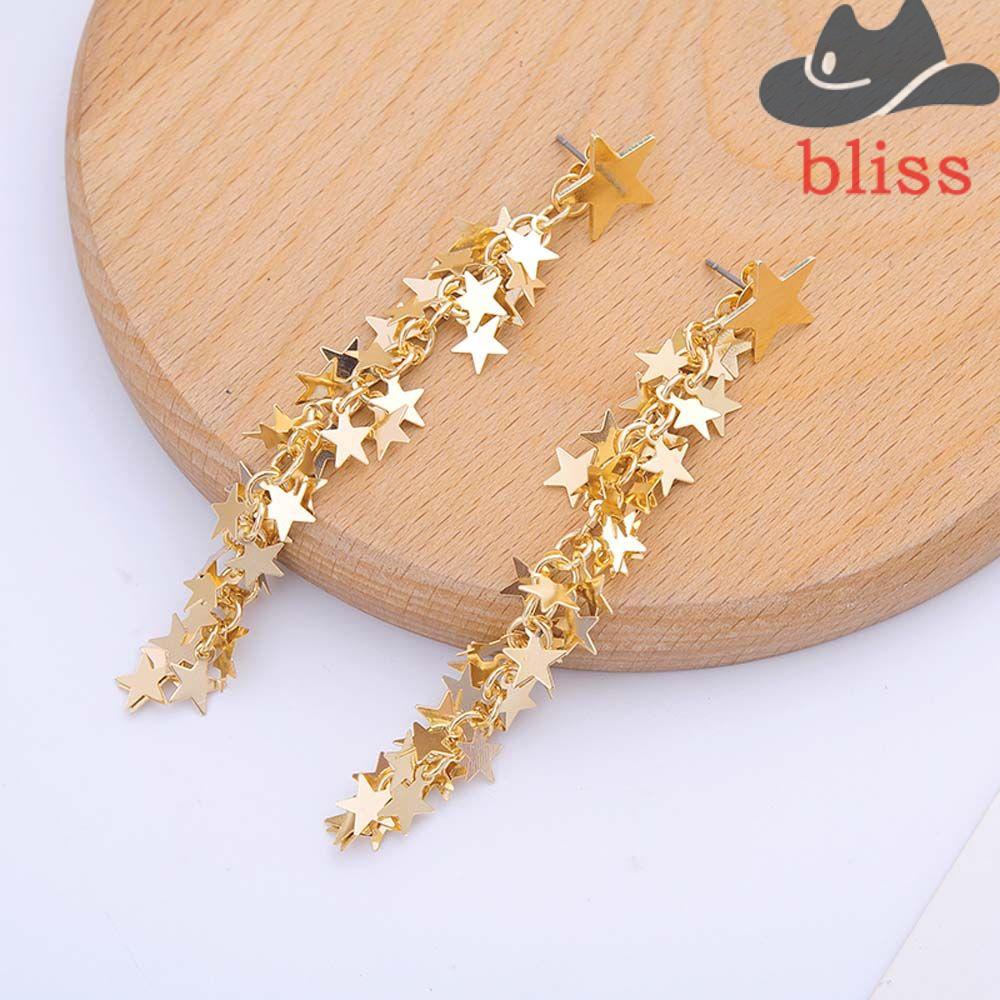 Khuyên Tai Kim Loại Dạng Hạt Tua Rua Hình Ngôi Sao Cá Tính Cho Nữ