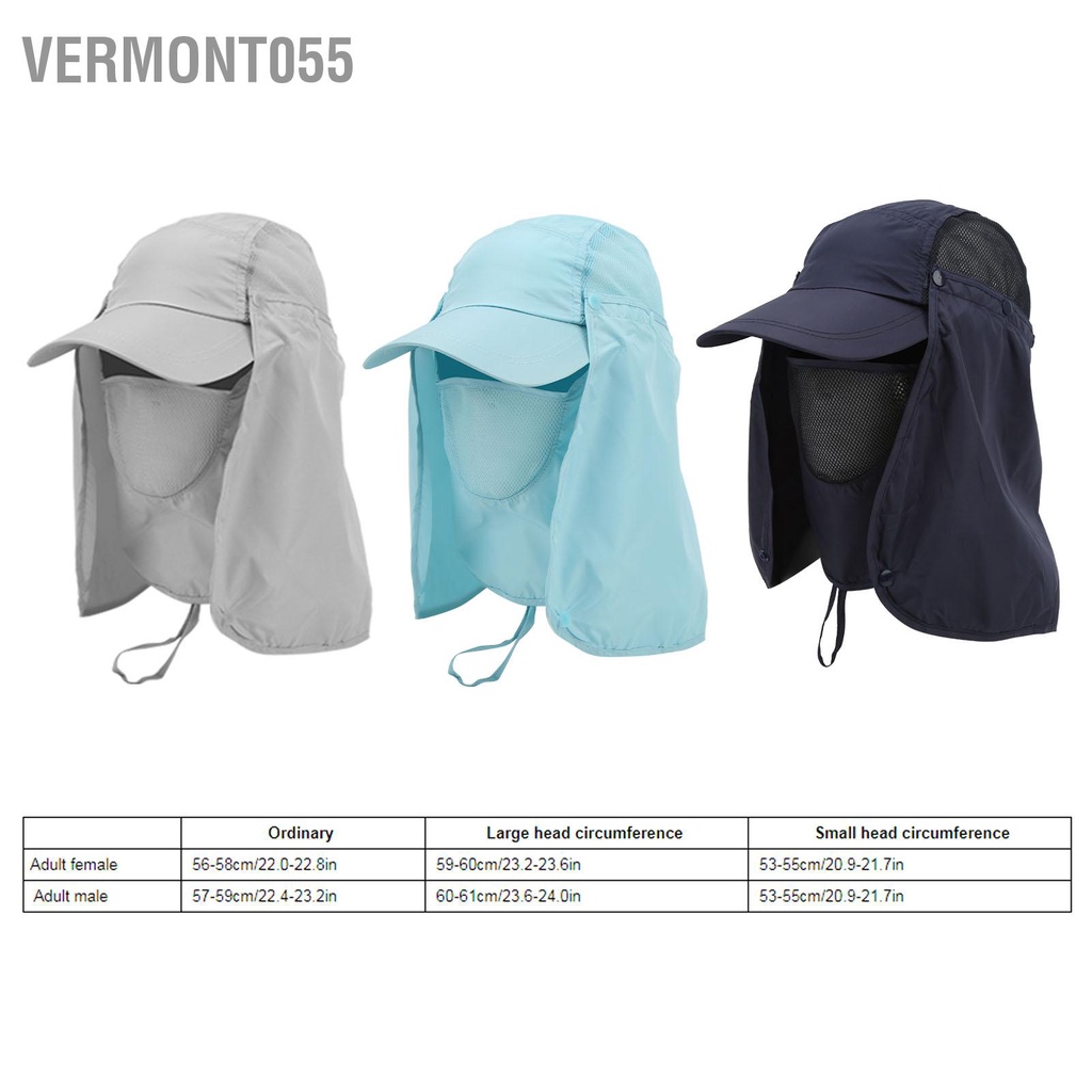 Vermont055 Mũ Chống Nắng Gió Cát Có Tấm Che Cổ Cho Câu Cá Ngoài Trời Đi Bộ Đường Dài Cắm Trại