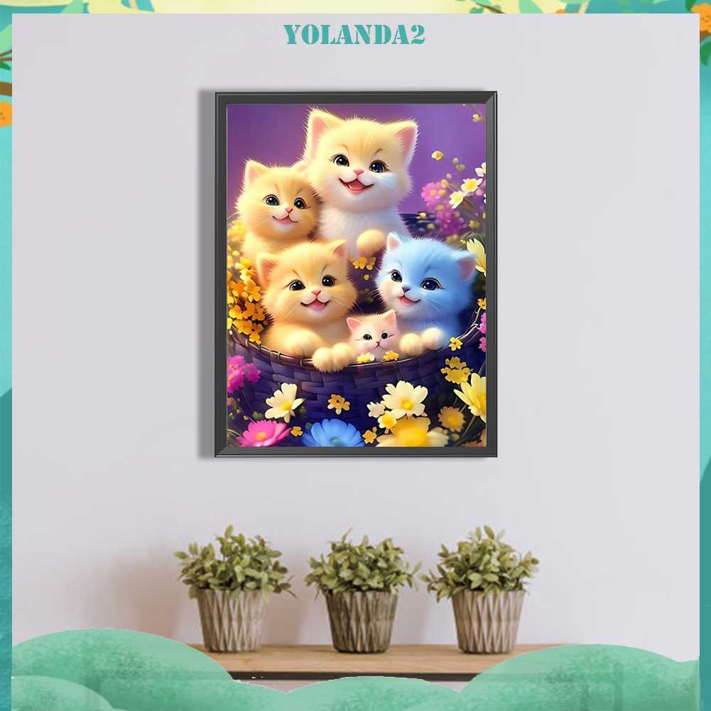 Tranh Đính Đá Kim Cương Toàn Bộ 5D DIY Hình Vẽ Mèo Trang Trí Nhà Cửa