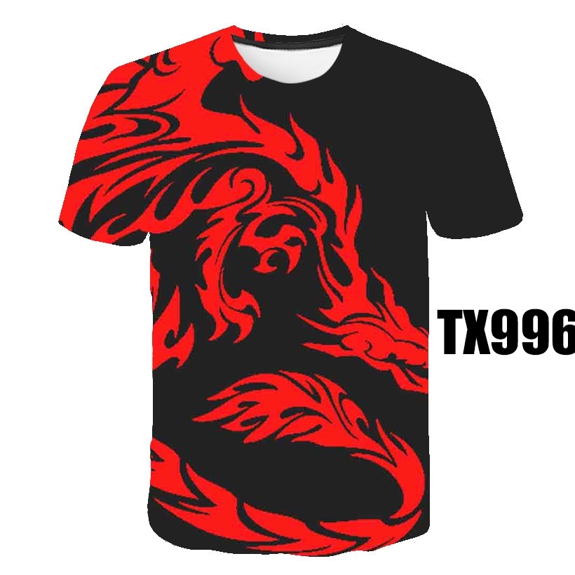 Áo Thun Nam Ngắn Tay In Hình Rồng 3D Thời Trang/áo oversize nam