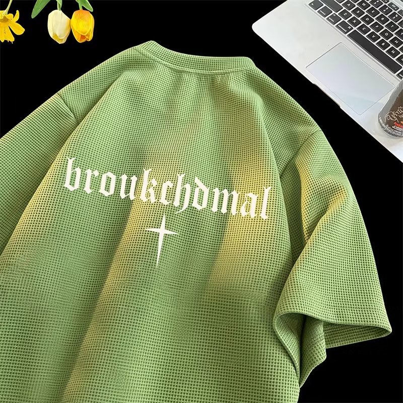 Áo Thun Nam Ngắn Tay In Chữ Thập Phong Cách Đường Phố Cá Tính