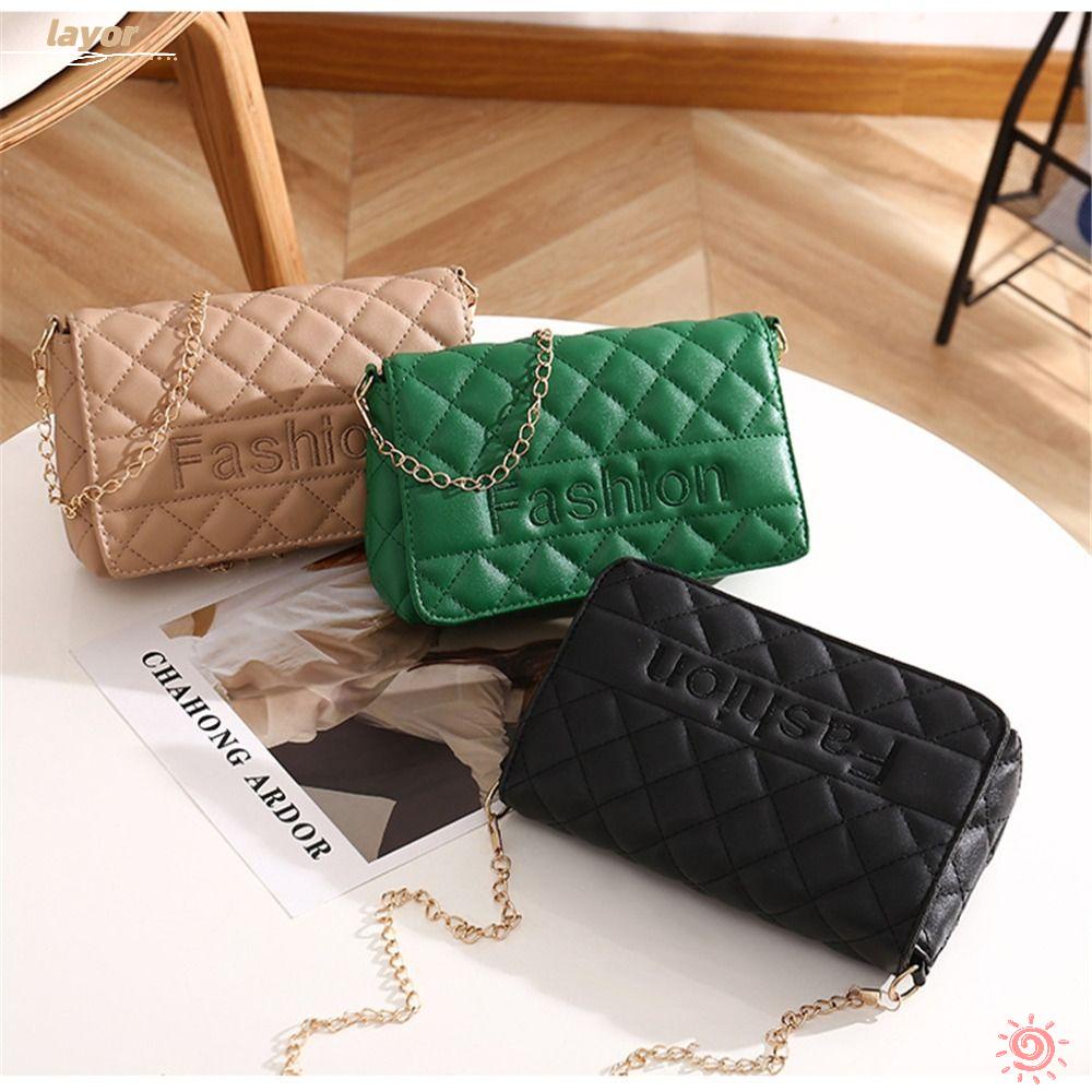 Túi Đeo Vai Chất Liệu Da PU Phối Dây Xích Thời Trang Cho Nữ