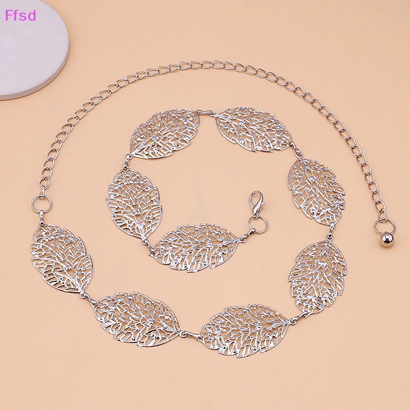 Thắt Lưng Dây Xích Mảnh Bằng Kim Loại Hình Chiếc Lá Đơn Giản Thời Trang Cho Nữ