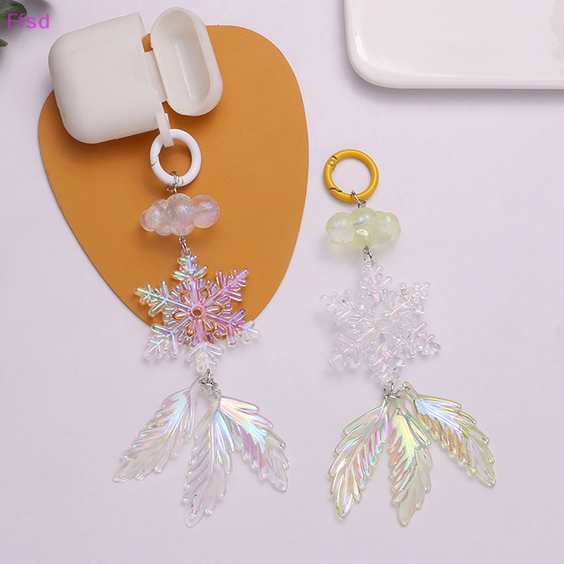 {Ffsd} Móc Chìa Khóa Acrylic Mạ Màu Hình Bông Tuyết Lông Vũ Tươi Tắn Sáng Tạo Thời Trang Trang Trí Túi Xách * Bán Chạy