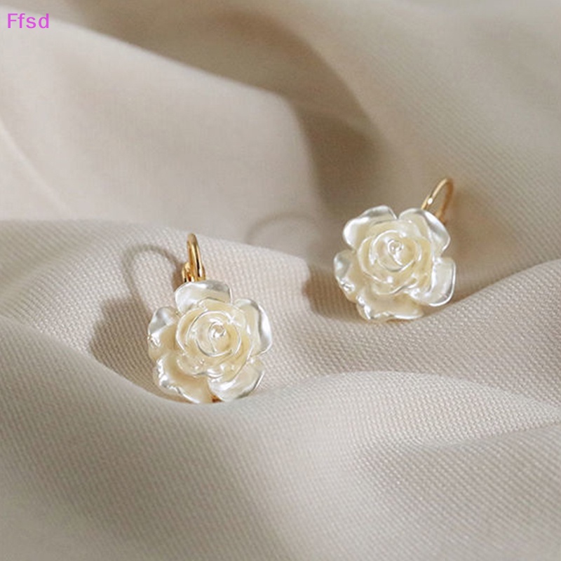 {Ffsd} Hoa Tai Dạng Hạt Ngọc Trai Hình Hoa Trà Thanh Lịch Quyến Rũ Làm Quà Tặng Sang Trọng Cho Nữ