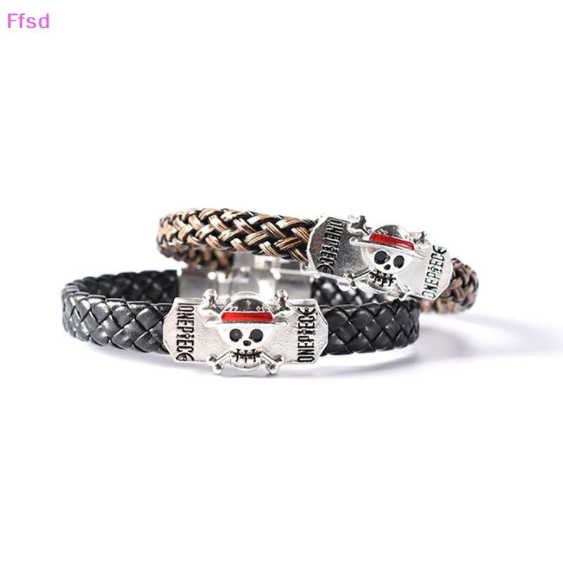 {Ffsd} Vòng Tay Dây Da Bện Màu Đen Phong Cách Punk Dành Cho Nam Nữ Hoạt Hình Hàng Bán Chạy