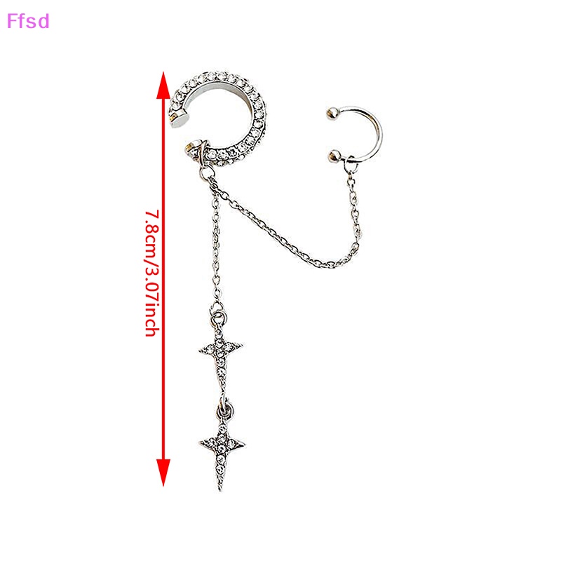 {Ffsd} Khuyên Tai Dạng Kẹp Không Cần Xỏ Lỗ Đính Đá Pha Lê Lấp Lánh Màu Bạc Sáng Bóng Trang Sức Cho Nữ * Hàng Bán Chạy