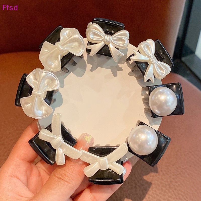 {Ffsd} Kẹp Tóc Mini Đính Nơ Hạt Ngọc Trai Cá TíNh Khí Chất Phong Cách Vintage Dễ Thương Cho Nữ * Hàng Bán Chạy