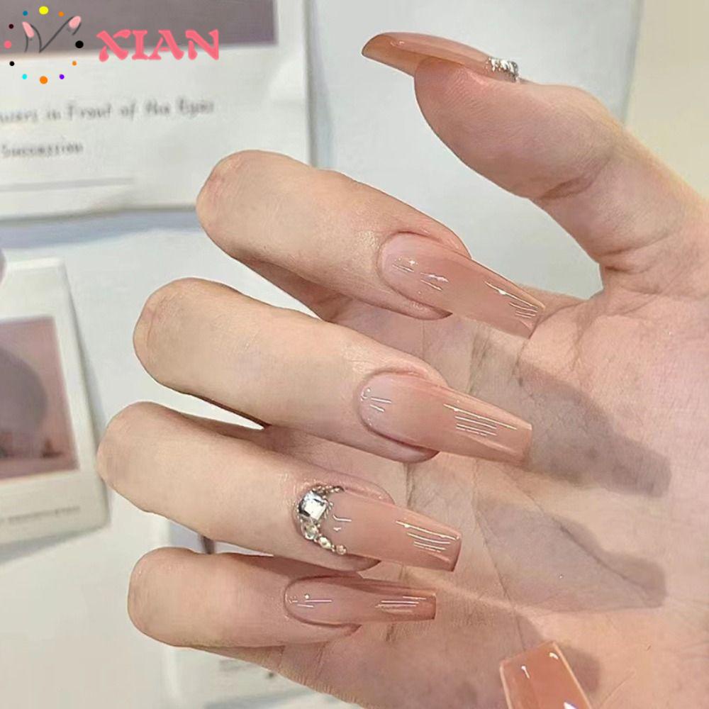 Set 24 Móng Tay Giả Che Phủ Toàn Diện Họa Tiết Hoa Xinh Xắn