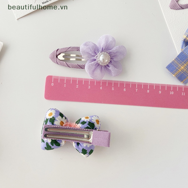 Set 2 Kẹp Tóc Nơ Màu Tím Ngọt Ngào Phong Cách Hàn Quốc Cho Bé Gái