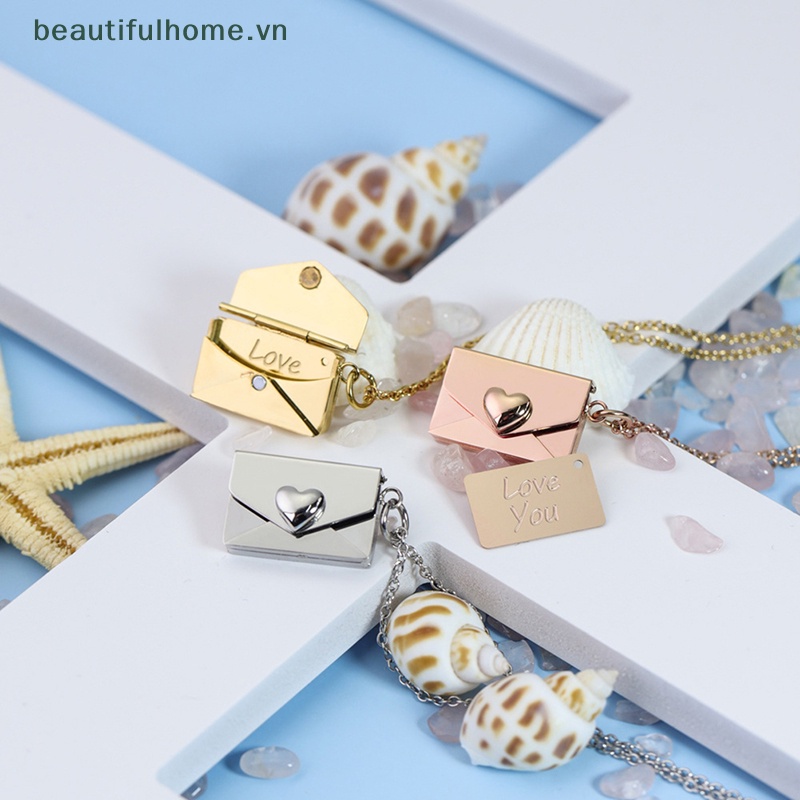 [beautifulhome] Mặt Vòng cổ Dạng Phong Bì Bằng Thép Không Gỉ Hình Trái Tim Sáng Tạo Dành Cho Cặp Đôi [beauty]