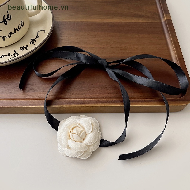 Vòng Cổ Choker Họa Tiết Hoa Trắng Thắt Nơ Xinh Xắn Cho Nữ