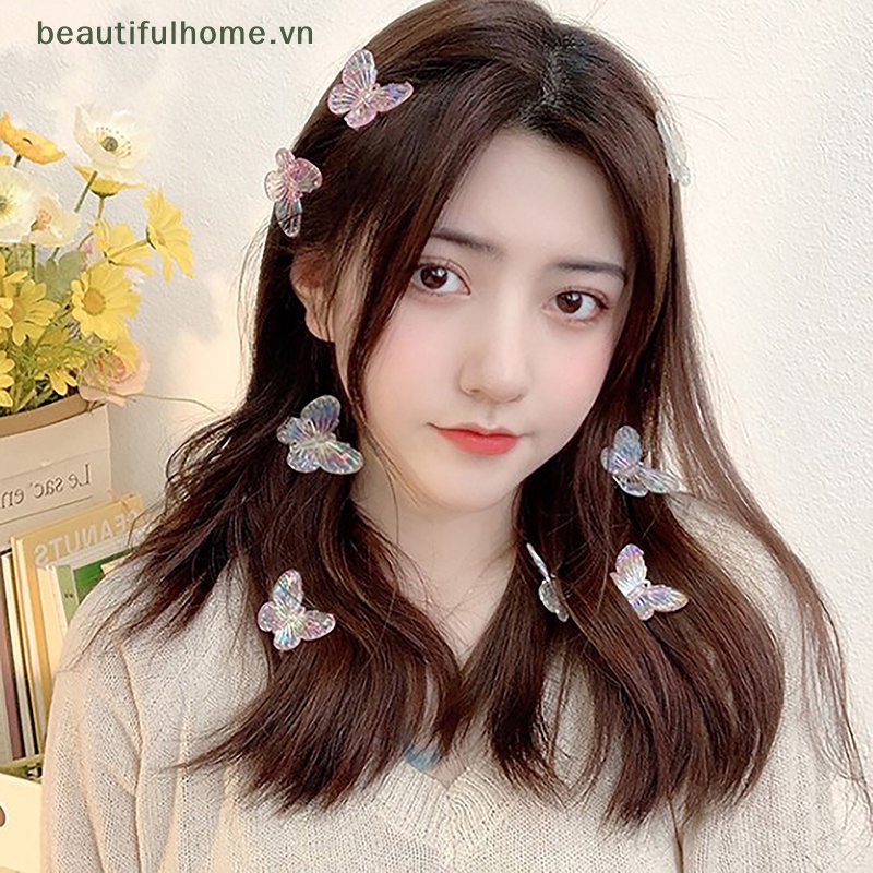 Set 5 Kẹp Tóc Hình Bướm / Trái Tim Thời Trang Cho Nữ