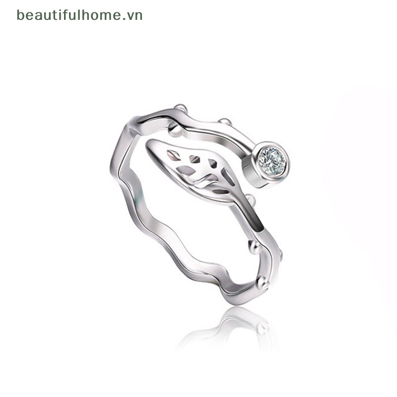 [beautifulhome] Nhẫn Dạng Hở Hình Lá Mây Lượn Sóng Màu Bạc Thiết Kế Độc Đáo Trang Sức Đám Cưới Cho Nữ [beauty