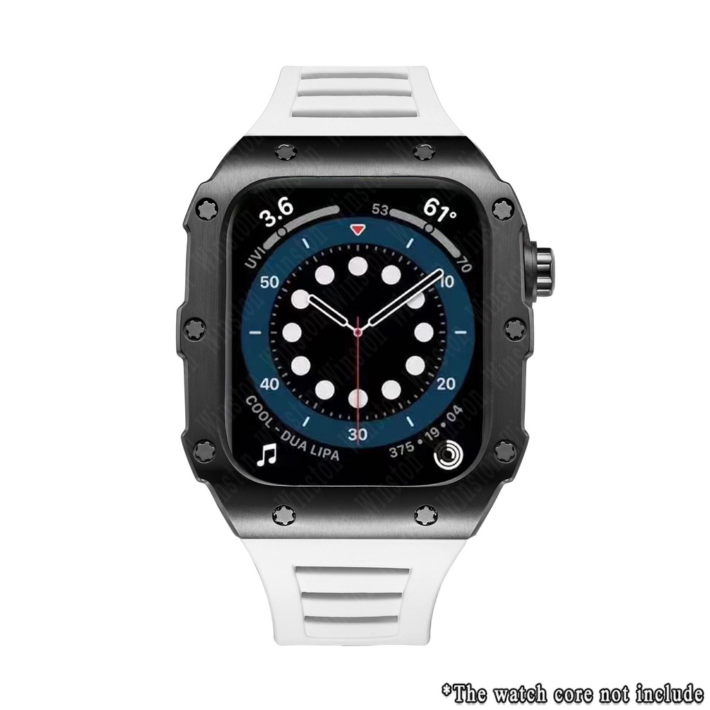 Dây Đeo Cao Su Sang Trọng + Hộp Đựng Bằng Thép Không Gỉ Cho iWatch Series 8 7 6 SE 5 Band 45mm 44mm