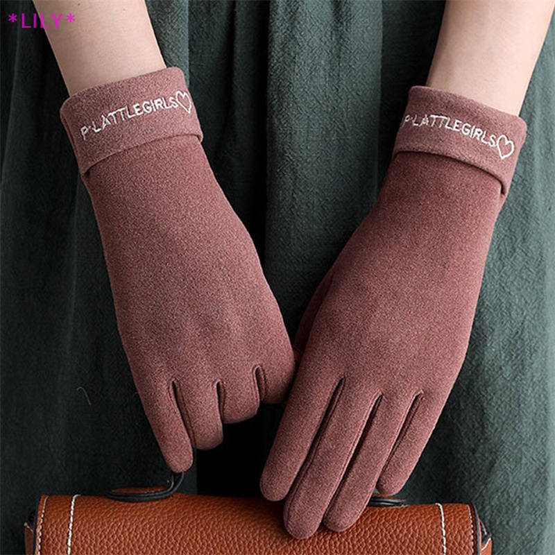 Lily Phụ nữ mùa đông ấm áp găng tay Windproof đi xe đạp glvoes therml màn hình cảm ứng găng tay uuu
