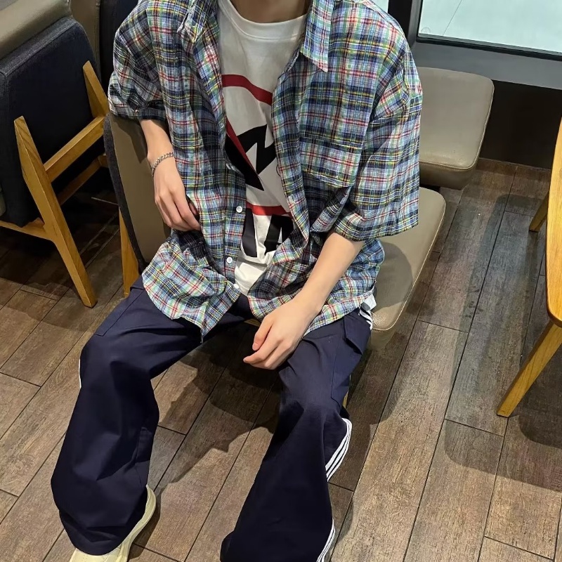 Áo Sơ Mi Tay Ngắn Dáng Rộng Plus Size Phong Cách Hong Kong Thời Trang Mùa Hè Cho Nam