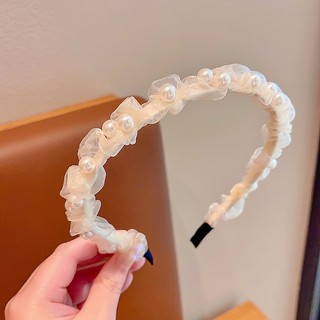 韩系儿童珍珠发箍蕾丝女童气质公主编发头箍可爱宝宝蝴蝶结仙美头箍头饰发饰