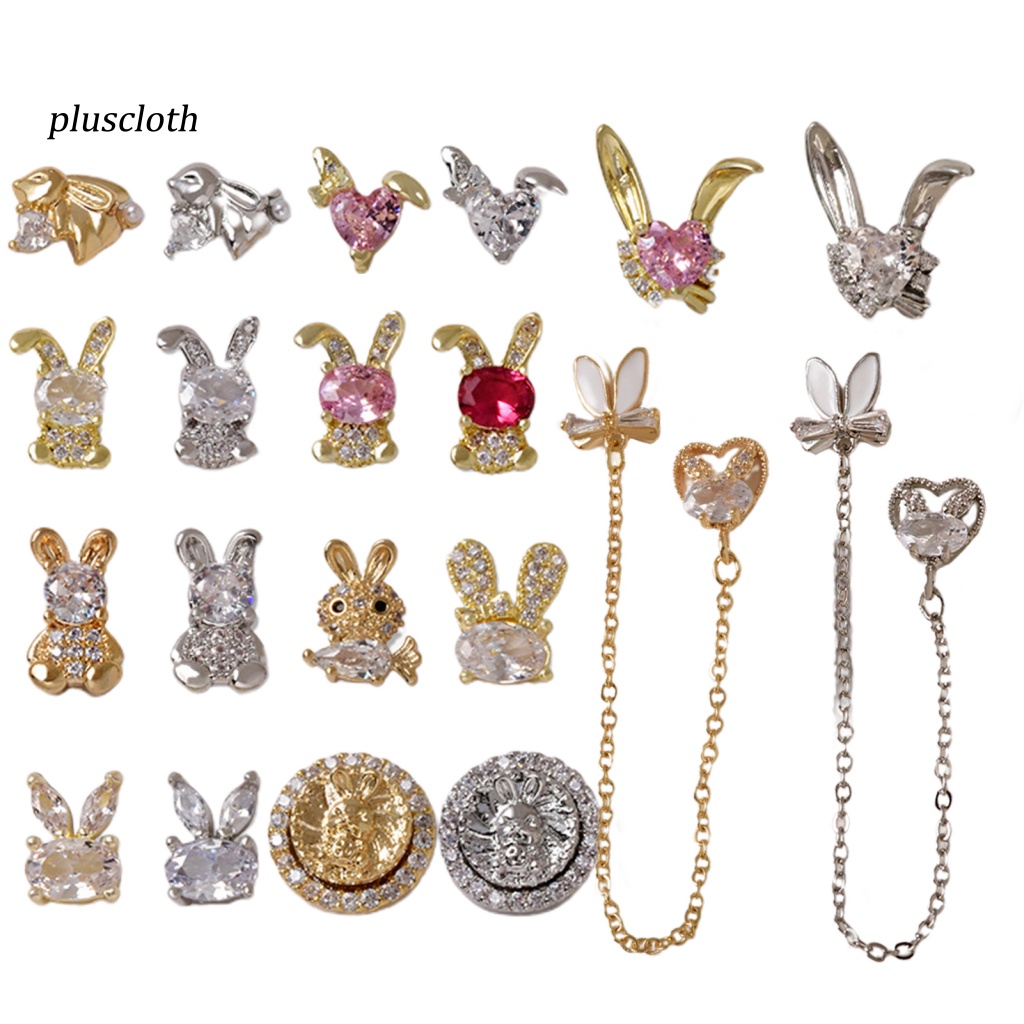 Set 2 Hộp Phụ Kiện Trang Trí Móng Tay Nghệ Thuật Hình Thỏ Năm Mới