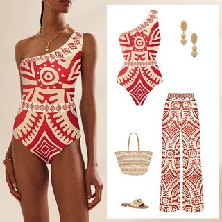 Bikini liền thân hở lưng phong cách Âu Mỹ sexy suit một vai bikini+quần chống nắng mặc hàng ngày