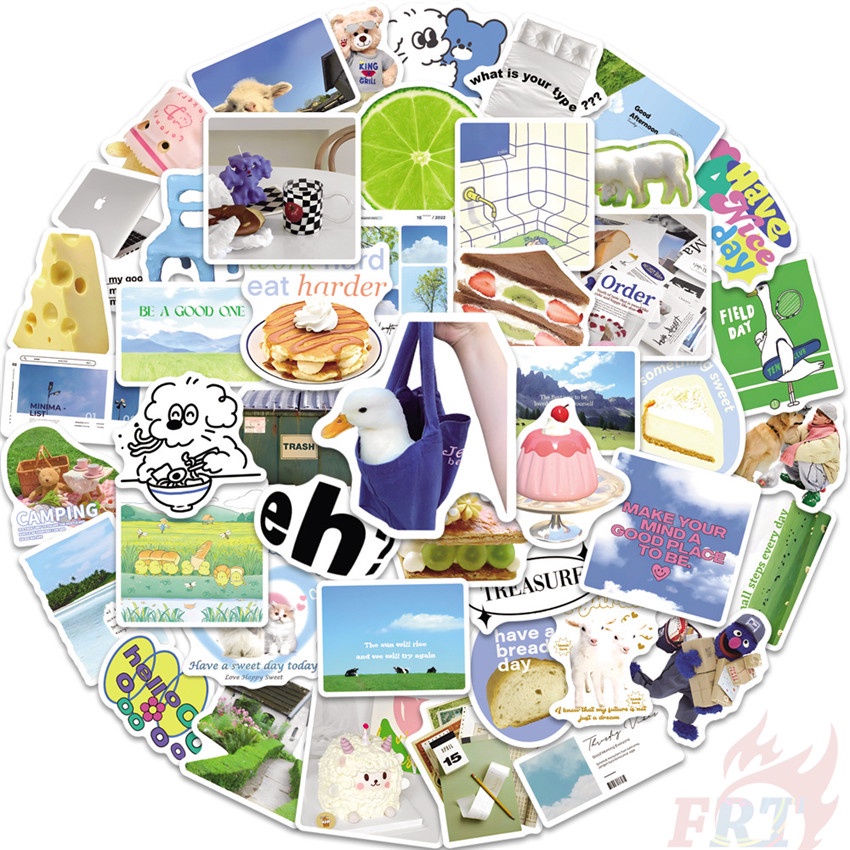 Bộ 100 Cái ❉ Ins Nhãn Dán Nghệ Thuật Trẻ Trung Dòng A Green &amp; Tím ❉ Sticker Dán Tường Chống Thấm Nước Họa Tiết Doodle Hợp Thời Trang