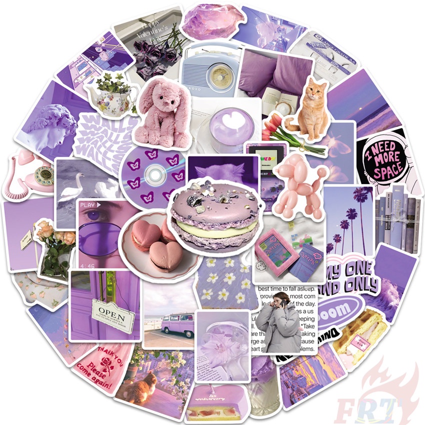 Bộ 100 Cái ❉ Ins Nhãn Dán Nghệ Thuật Trẻ Trung Dòng A Green &amp; Tím ❉ Sticker Dán Tường Chống Thấm Nước Họa Tiết Doodle Hợp Thời Trang