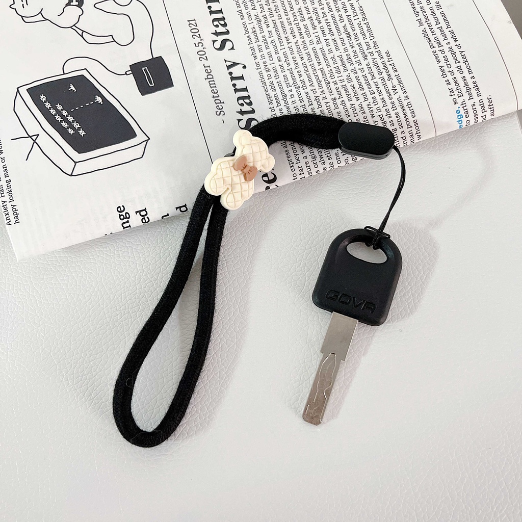 Ốp Điện Thoại Di Động Dạng Nhẫn Ngắn Mặt Hoạt Hình Dễ Thương Đơn Giản Có Dây Đeo Tay Trang Trí Cho